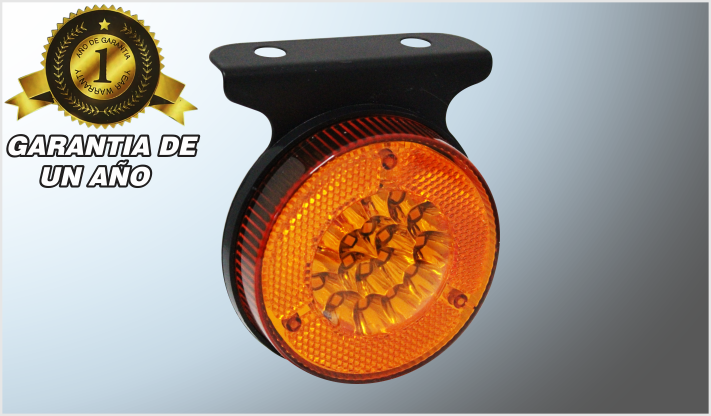 REDONDO C/BASE METAL (9 cms) 18 LEDS 12- 24 Volts AMBAR CHINA /200