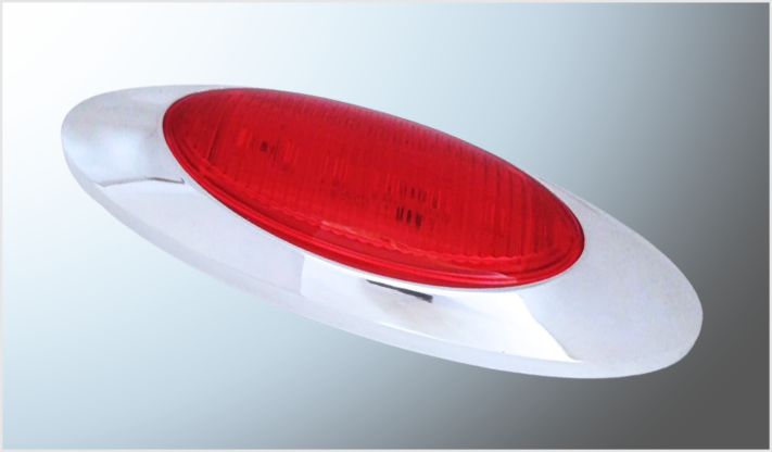 PLAFON OVALADO LATERAL CROMADO cms) 4 LEDS (5730) 12.24 Volts ROJO T/PETERBILT CHINA /