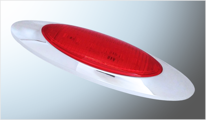 PLAFON OVALADO LATERAL CROMADO cms) 6 LEDS (5730) 12.24 Volts ROJO T/PETERBILT CHINA /200