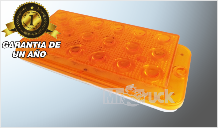 PLAFON PLANO P/ATORN."Mr. TRUCK" 18 AMBAR (13.2x5.7 cms) 12-24 V ALTA-BAJA- ESTROBO CHINA/100