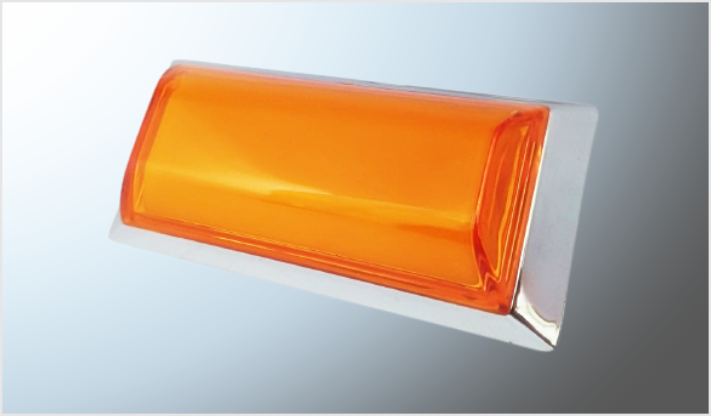 PLAFON RECTANGULAR PLASMA AMBAR (4.5x9.6 C/BICEL CROMADO 10- 30 Volts CHINA /100