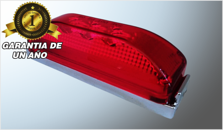 PLAFON RECTANGULAR "CAJITA DE MUERTO" 3 HYPERLEDS ROJOS (2.8x10.5 cms) 12-24 Volts CROMADO CHI/100