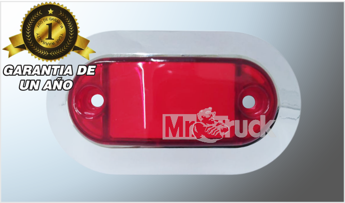 PLAFON P/ATOR. "Mr.TRUCK" OVALADO (6.5x2.6 cms) C/BISEL ROJO ALTA-BAJA- ESTROBO 12-24 Volts