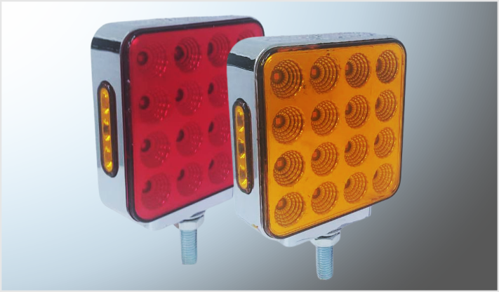 DIREC. "Mr.TRUCK" UNIVERSAL 32 LEDS AMBAR-ROJO+6 LEDS AMBAR 12-24 Volts FIJO- ESTROBO DERECHO/20