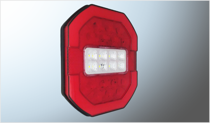 PLAFON CALAVERA RECT. TRUCK" 8 LEDS CLARO ESTROBO-ROTATIVO PLASMA ALTA-BAJA (16.5x14cms) 12-24V