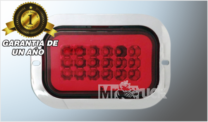 PLAFON P/ATOR. "Mr.TRUCK" RECT. (12x7.5 cms) C/BISEL 18 LEDS ROJOS ESTROBO PLASMA ALTA-BAJA 12-24 V/50