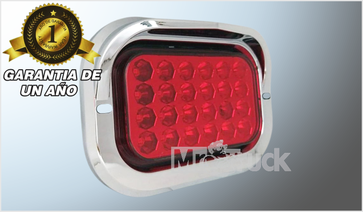 PLAFON P/ATOR. "Mr.TRUCK" RECT. (12x7.5 cms) C/BISEL C/VICERA 24 LEDS ROJOS ALTA-BAJA- ESTROBO 12-24V /48