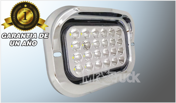 PLAFON P/ATOR. "Mr.TRUCK" RECT. (12x7.5cms) C/BISEL 24 LEDS CLAROS ALTA-BAJA-ESTROBO 12- 24V