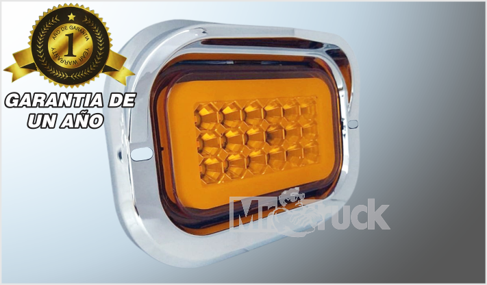 PLAFON P/ATOR. "Mr.TRUCK" RECT. C/BISEL 18 LEDS AMBAR FIJO-ESTROBO ALTA-BAJA 12-24V /48