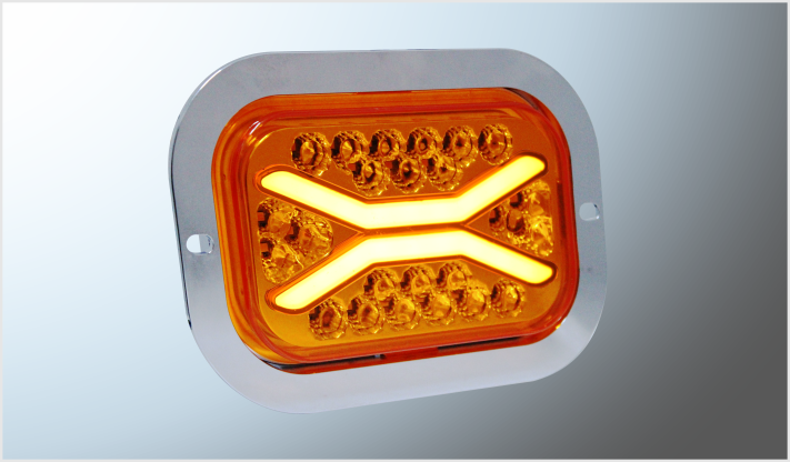 PLAFON RECTANGULAR "Mr. TRUCK" 24 LEDS AMBAR (16x11.5 12-24 Volts ALTA-BAJA- ESTROBO EN BLISTER CHINA/50