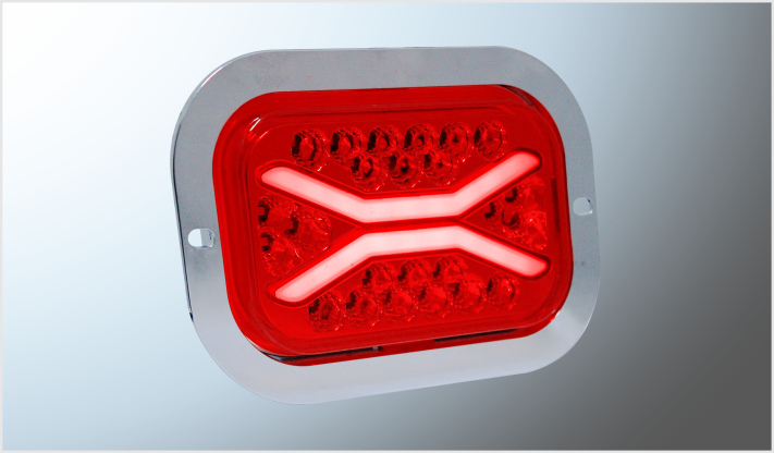 PLAFON RECTANGULAR "Mr. TRUCK" 24 LEDS ROJOS (16x11.5 12-24 Volts ALTA-BAJA- ESTROBO EN BLISTER CHINA/50
