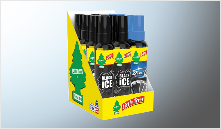 EXHIB. AROMATIZANTE PINO LIQUIDO SPRAY SURTIDO 12 Piezas (8 BLACK ICE y 4 NEW CAR) USA /1