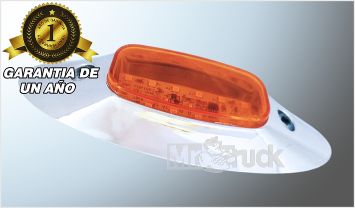PLAFON P/ATORNILLAR OVALADO 6.5" "Mr. TRUCK" CROMADO 12 LEDS AMBAR C/BICEL 12 Volts CHINA/100