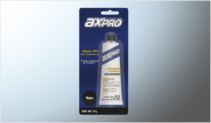 SILICON "AXPRO" EN BLISTER NEGRO 70 grs /24