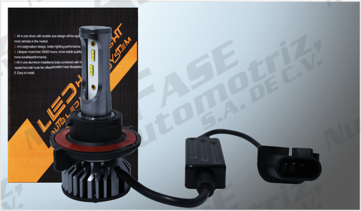 SISTEMA FOCOS BI-LED H-13 CLARO 12 CHIPS C/BALASTRA EXTERNA CANBUS 10000 K 12 Volts Watts /50