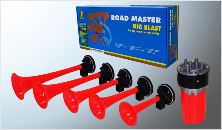 BOCINA MUSICAL QUINTUPLE P/CAMION "LA CUCARACHA" 12 Volts EN CAJA CHINA/10