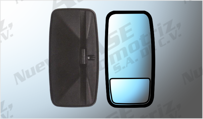 ESPEJO LATERAL TIPO TOYOTA HINO UNIVERSAL PLASTICO NEGRO C/CONCAVO (19.5x38 cms) DERECHO CHINA /10