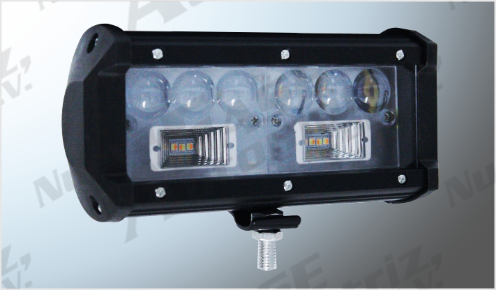 BARRA 6 HYPERLEDS CLAROS 12 Watts C/6 LUPAS RECTANGULAR (17x7x6 cms) ESTROBO AMBAR 12-24 Vol/25