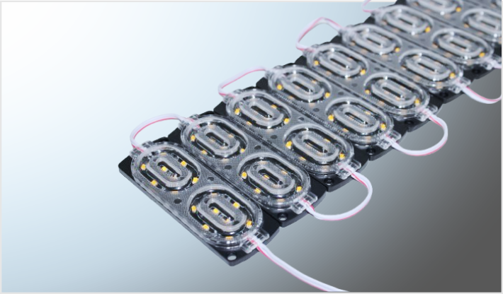 MODULO COB 16 LEDS C/ADHESIVO "PROJECK" (9x3.5 cms) AMBAR FUNCIONES (10 piezas) 12 Volts CHINA/1