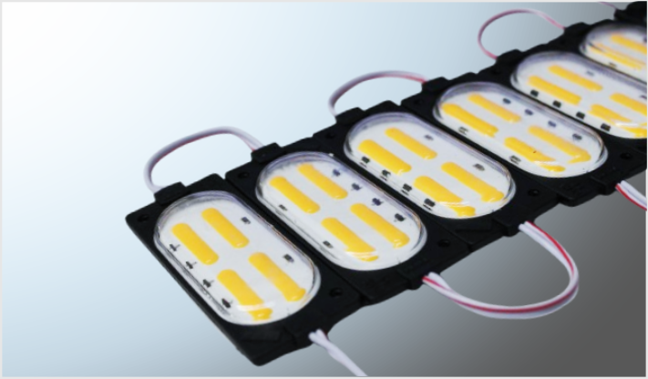 MODULO COB 24 CHIPS C/ADHESIVO "PROJECK" (9x3.5 cms) AMBAR-AMBAR FUNC. (20 piezas) 12 Volts CH/1