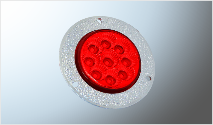 PLAFON P/ATORNILLAR 2" "Mr. TRUCK" FIJO Y ESTROBO PLAST. 9 LEDS ROJO 12- 24 Volts T/PANAL /100