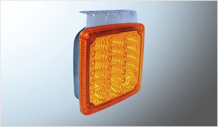 CUADRADO (11x11 cms) 18 HYPERLEDS (2835) AMBAR ANTI-NIEBLA DOT BASE METAL STROBO 12V CHINA/50